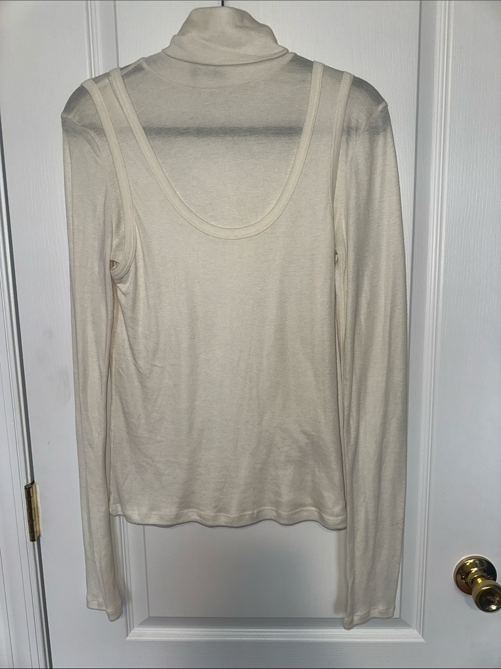 Zara Cream Mock Neck Long Sleeve with Attached Tank Layer